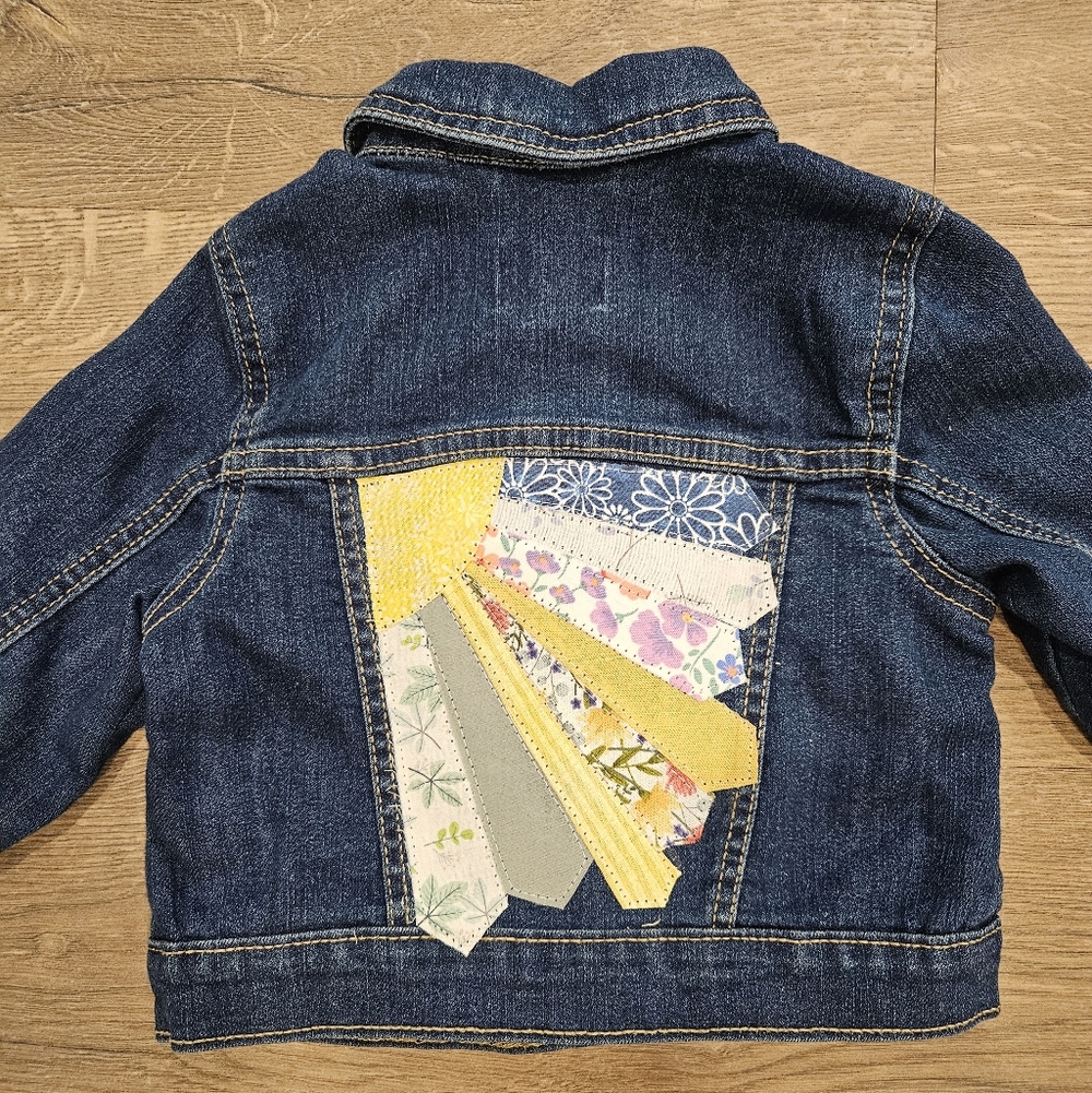 The Children's Place Denim Jacket with Colorful Patchwork